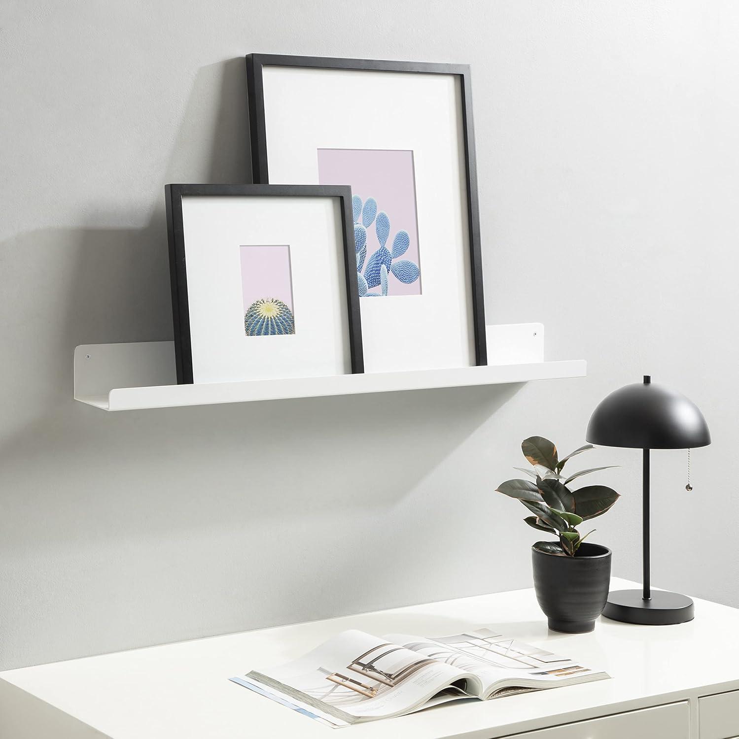 Kate & Laurel All Things Decor 36" x 5" Mezzo Modern Metal Ledge Shelf White: Wall Mounted, Includes Hardware