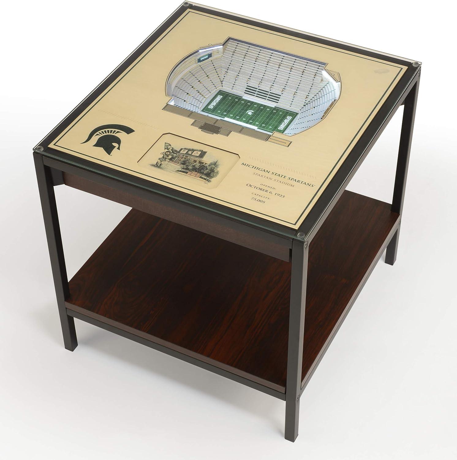 YouTheFan Glass Top End Table