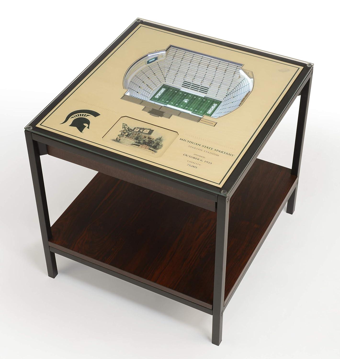 YouTheFan Glass Top End Table