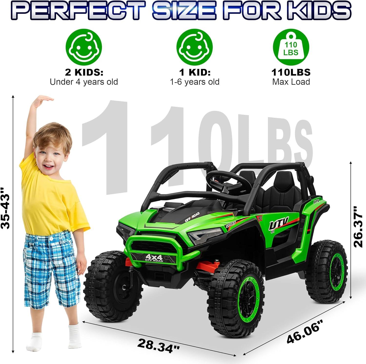 24V Ride On Car Utv 2 Seater, Off-Road Kids Electric Vehicles With Metal Frame