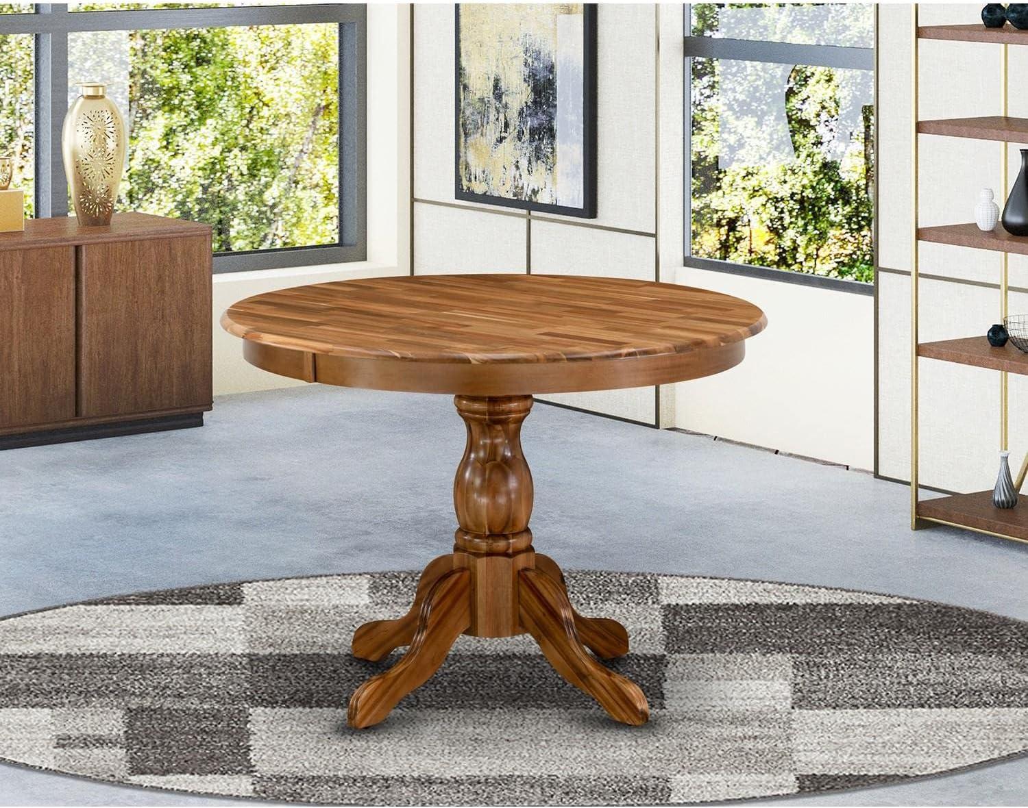 Contemporary Round Wood Dining Table in Natural Finish, 42"