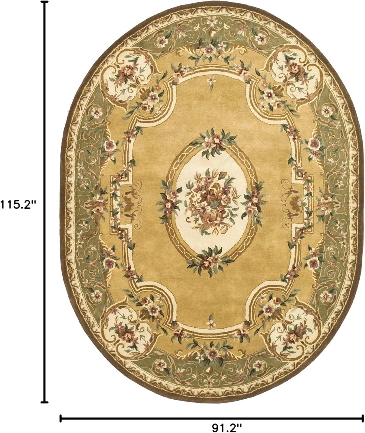 Classic CL280 Hand Tufted Area Rug - Light Gold/Green - 7'6"x9'6" Oval - Safavieh.