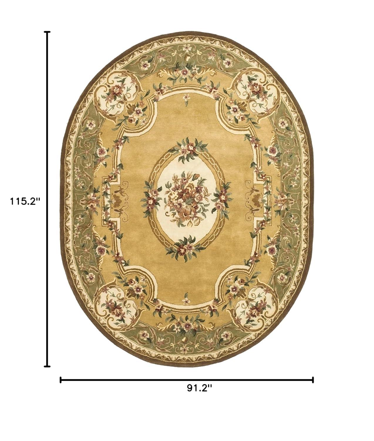 Classic CL280 Hand Tufted Area Rug - Light Gold/Green - 7'6"x9'6" Oval - Safavieh.