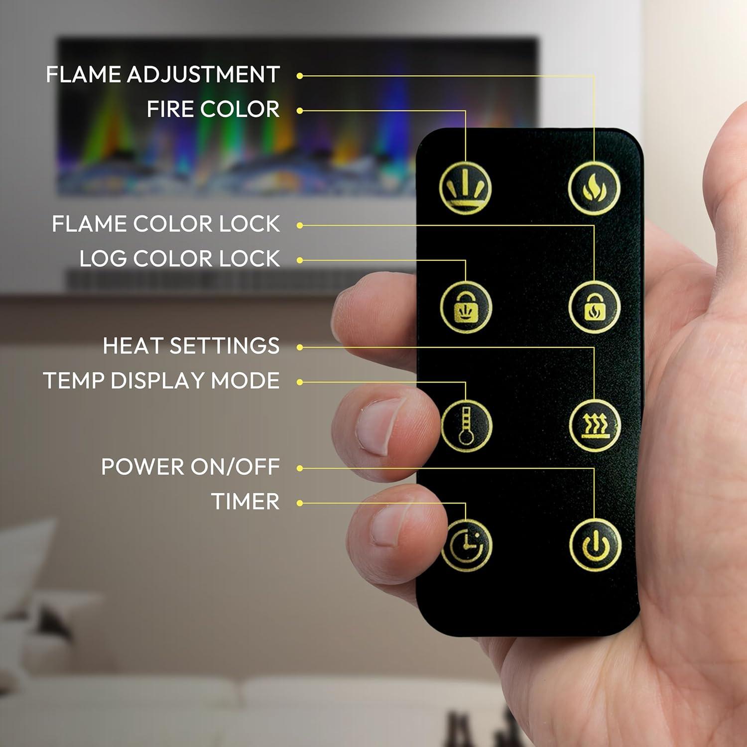 Cambridge Cambridge Wall Mount Electric Fireplace Heater with Remote Control for Indoor Use in Living Room, Bedroom, Home Office