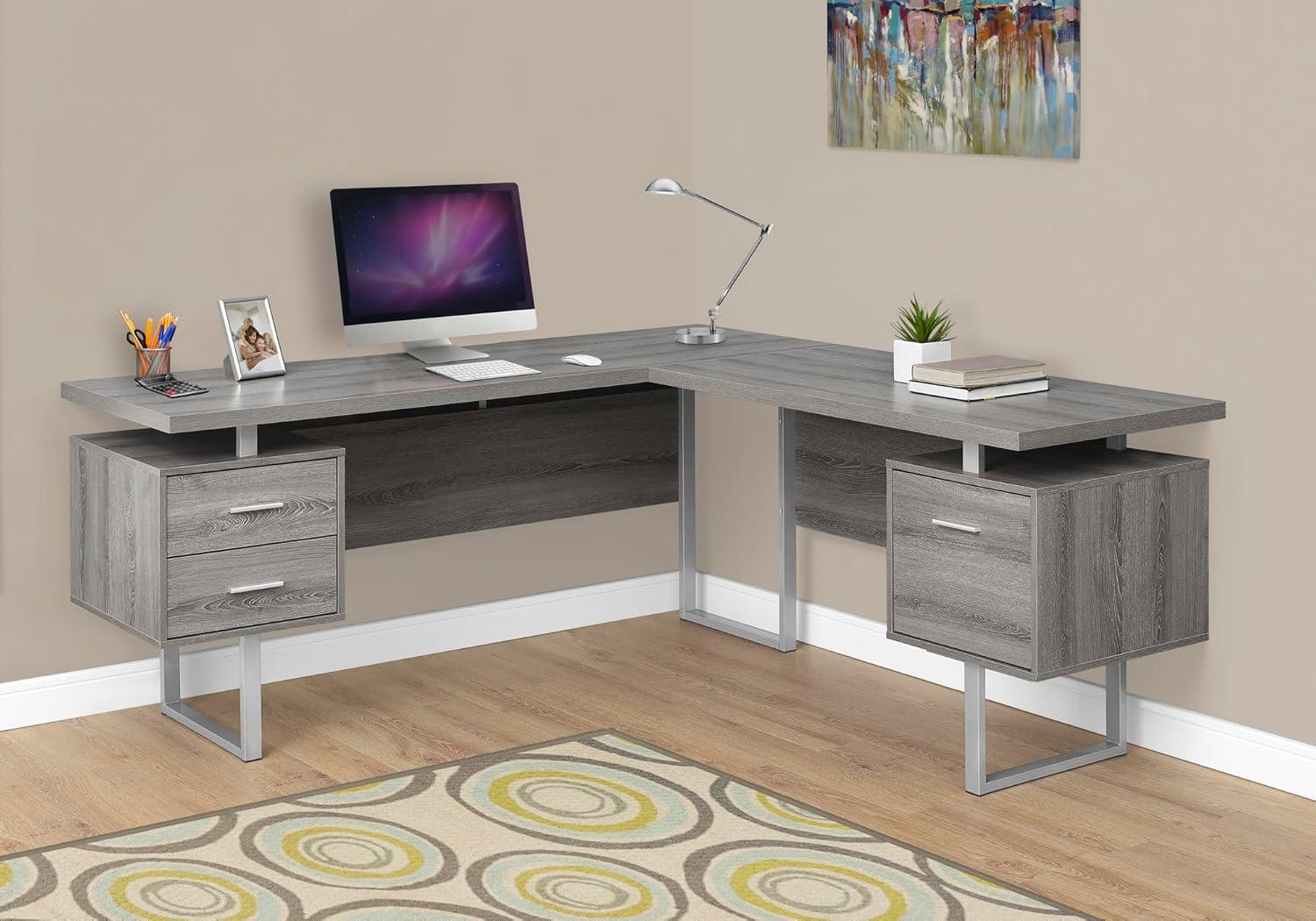 Monarch Specialties 70 Inch Contemporary Furniture Computer Desk, Dark Taupe