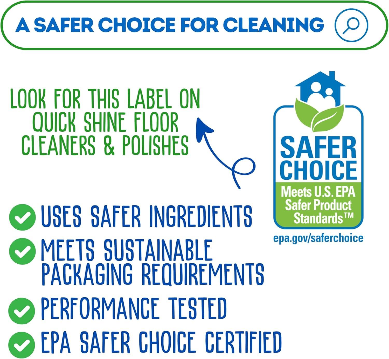 Quick Shine Hardwood Floor Luster, Pfas-Free Formula Floor Polish with Plant-Derived Carnauba 27oz