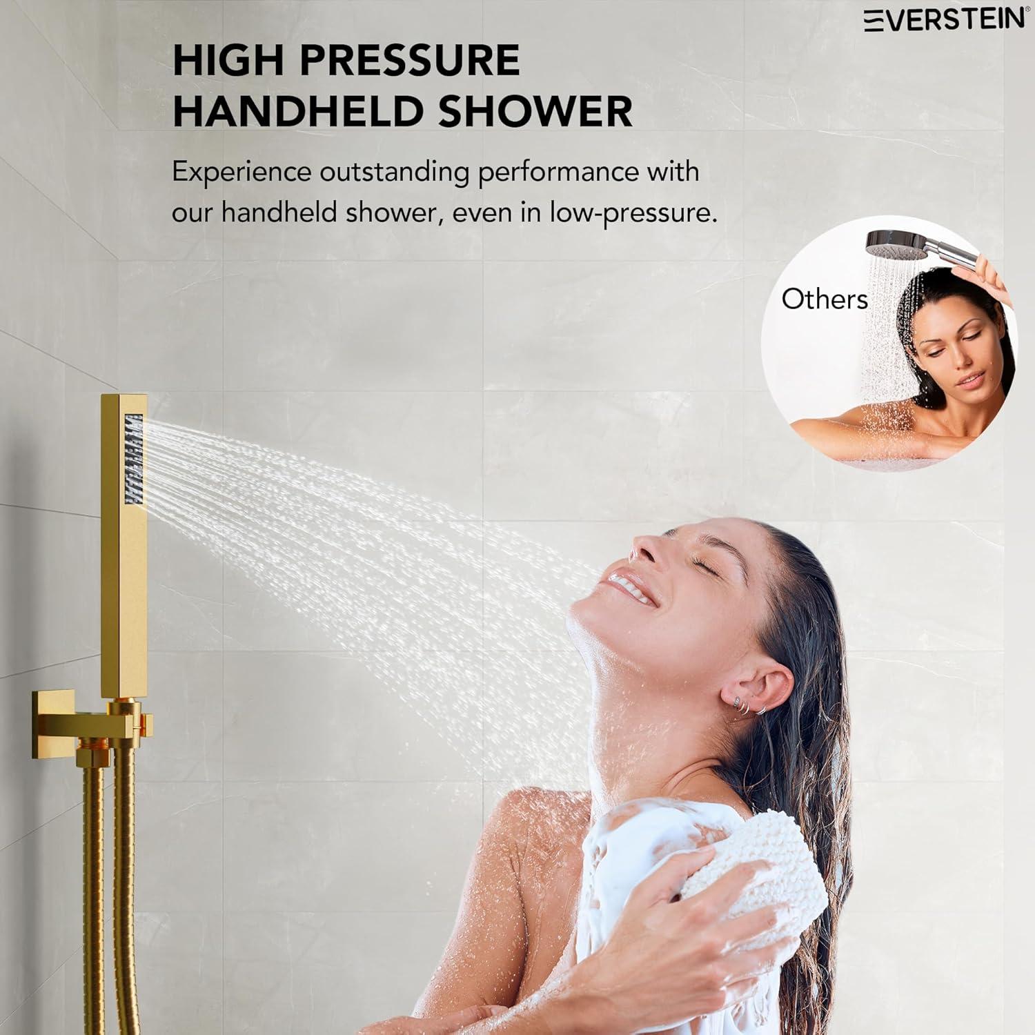 Pressure Balancing Shower Faucet 12" High-Pressure Dual Showerheads with LCD Display