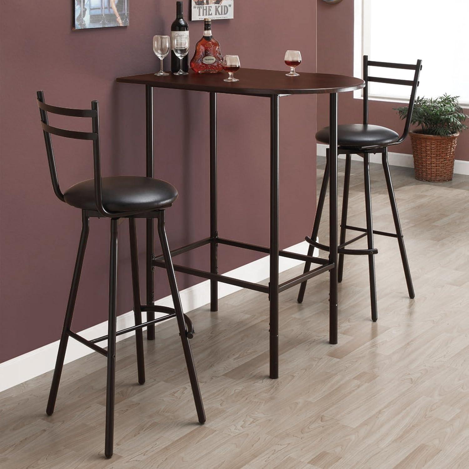 Contemporary Half-Moon Bar Height Table in Cappuccino & Black