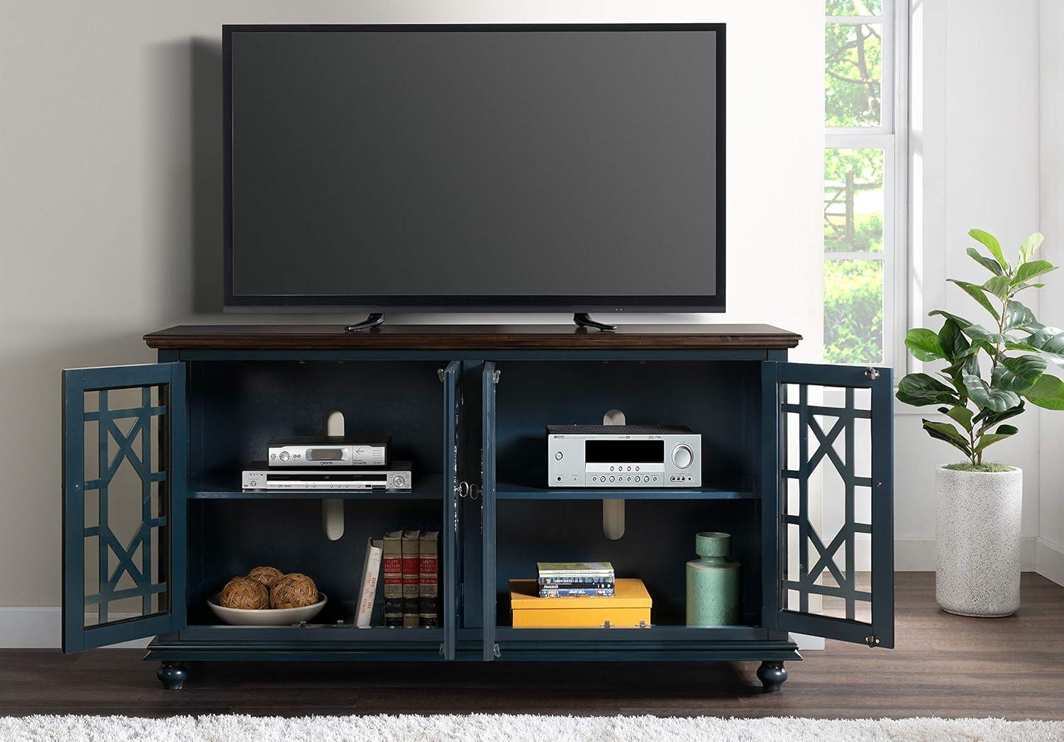 Martin Svensson Home Palisades 63" TV Stand Catalina Blue with Coffee Walnut Top