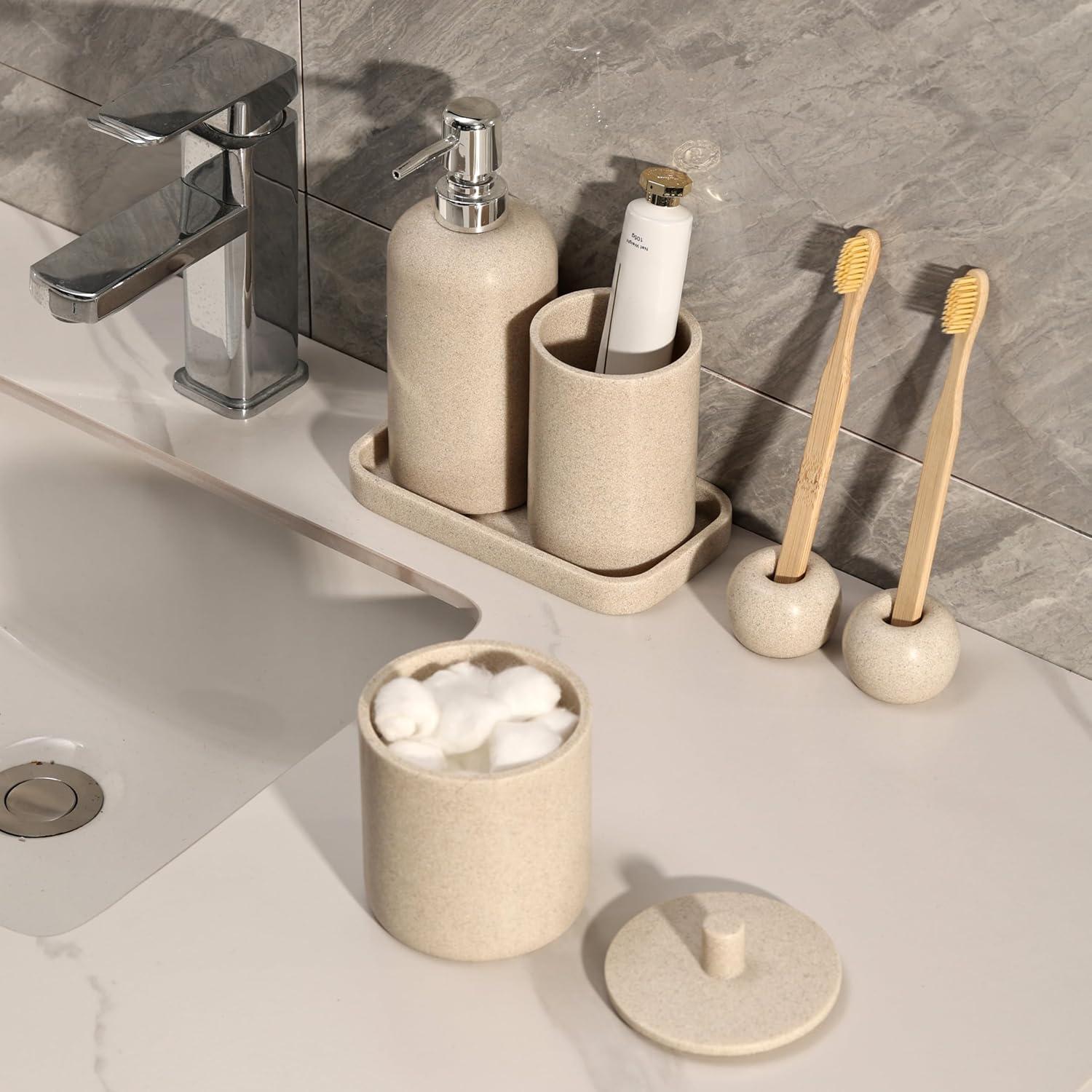 Bathroom Accessories Set 6 Pcs, Countertop Vanity Organizer Bathroom Accessory Set