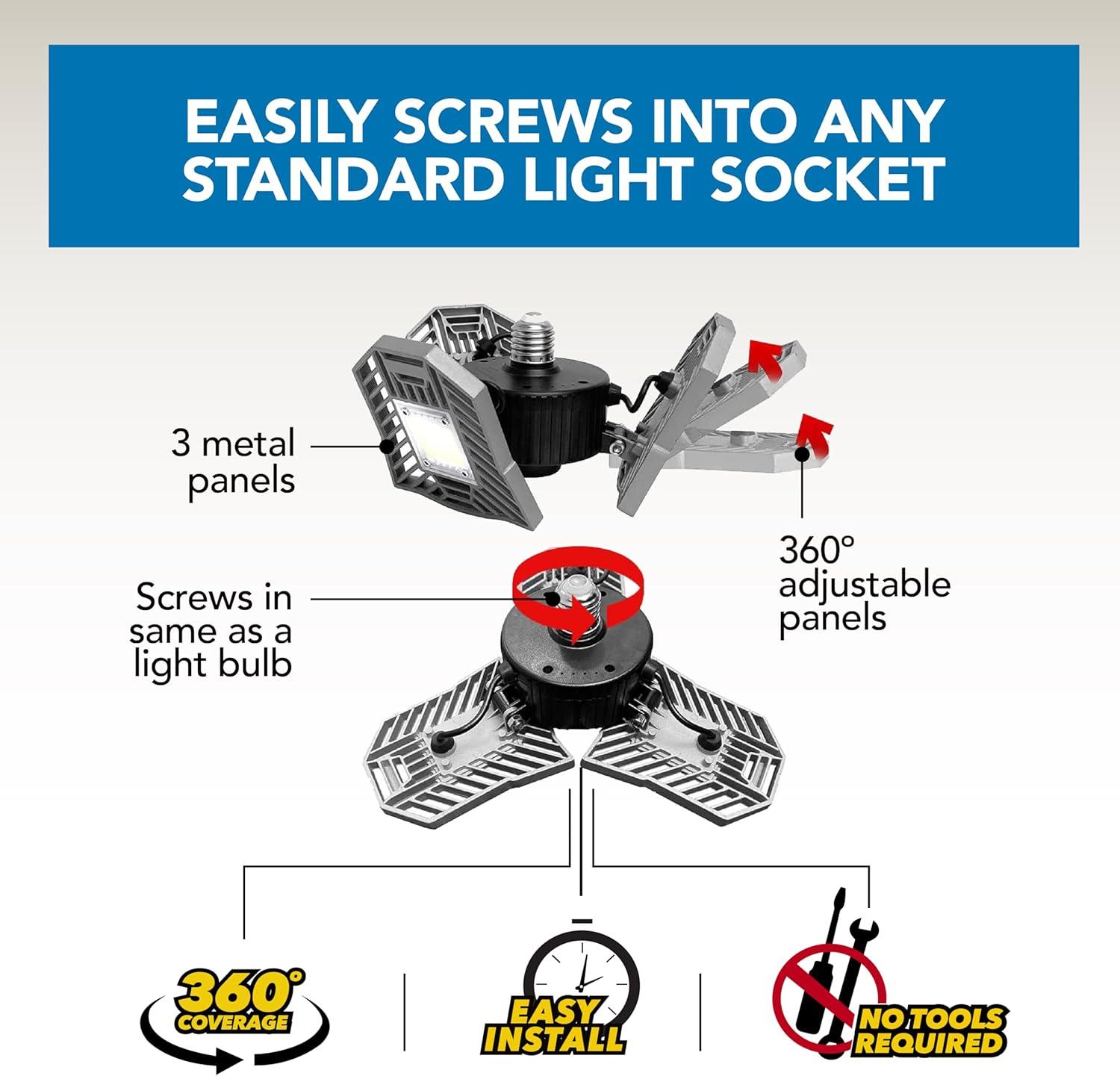 Bell + Howell Bell+Howell Triburst Multi-Directional 2000 Lumens Light, Screws Onto Any Standard Light Socket