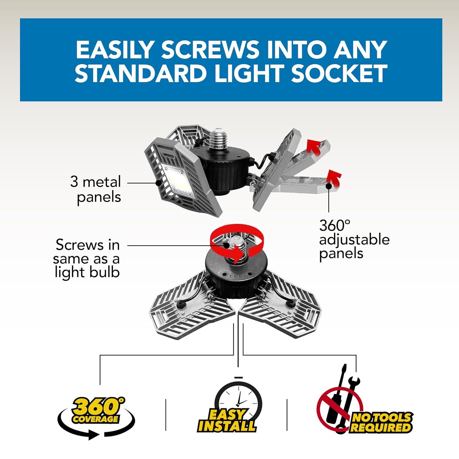 Bell + Howell Bell+Howell Triburst Multi-Directional 2000 Lumens Light, Screws Onto Any Standard Light Socket