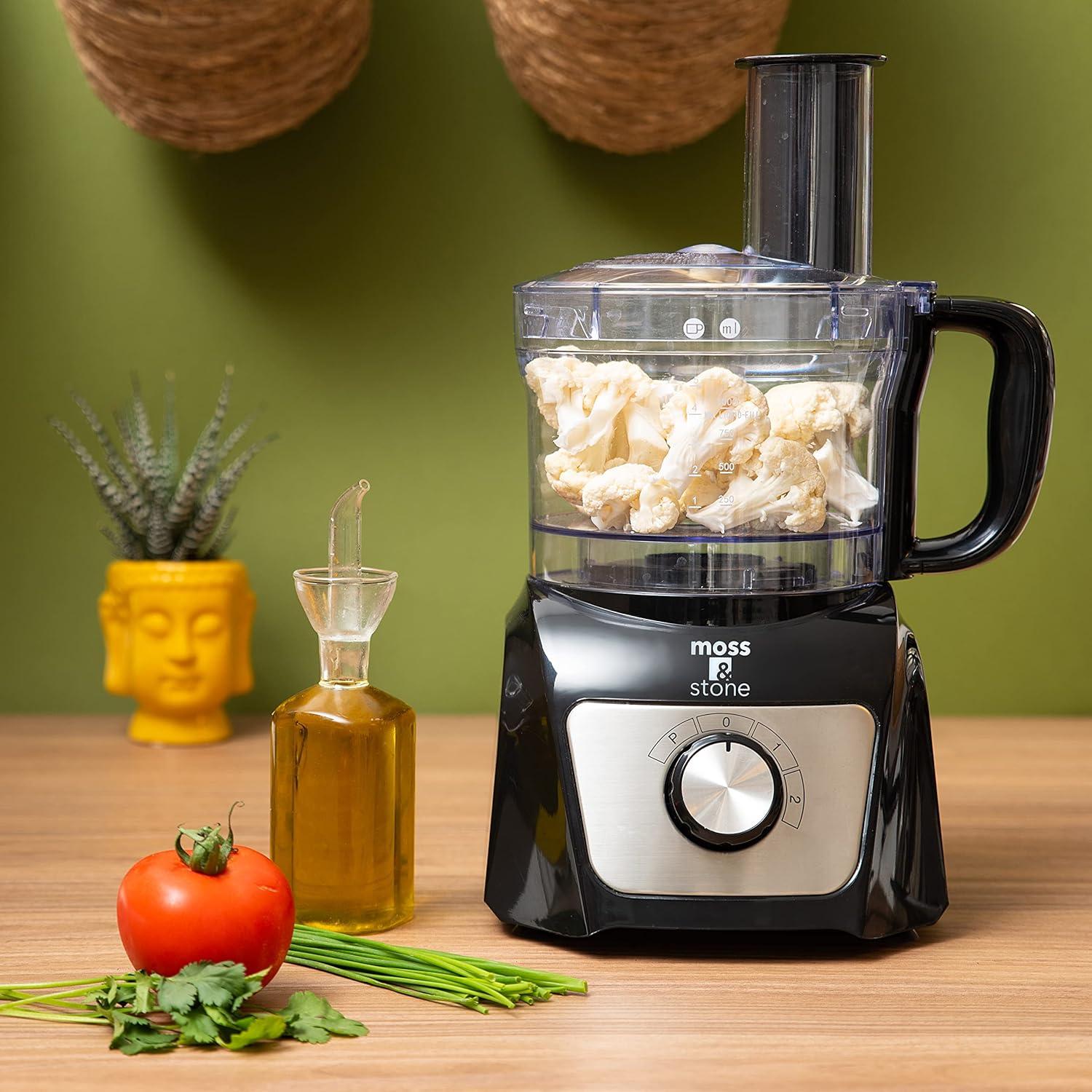 Moss & Stone 8-Cup Black Food Processor, Electric Chopper & Grinder, 500W