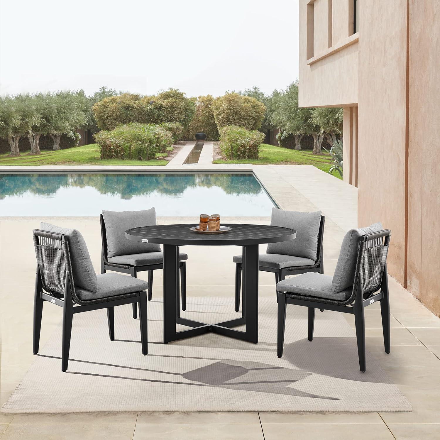 Grand Black Round Aluminum Outdoor Dining Table