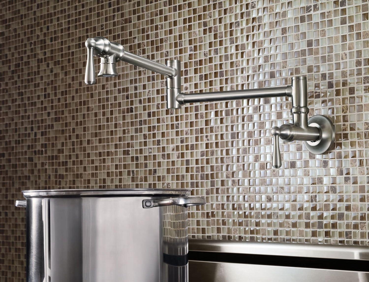 Moen Traditional Wall Mount Swing Arm Folding Pot Filler Kitchen Faucet