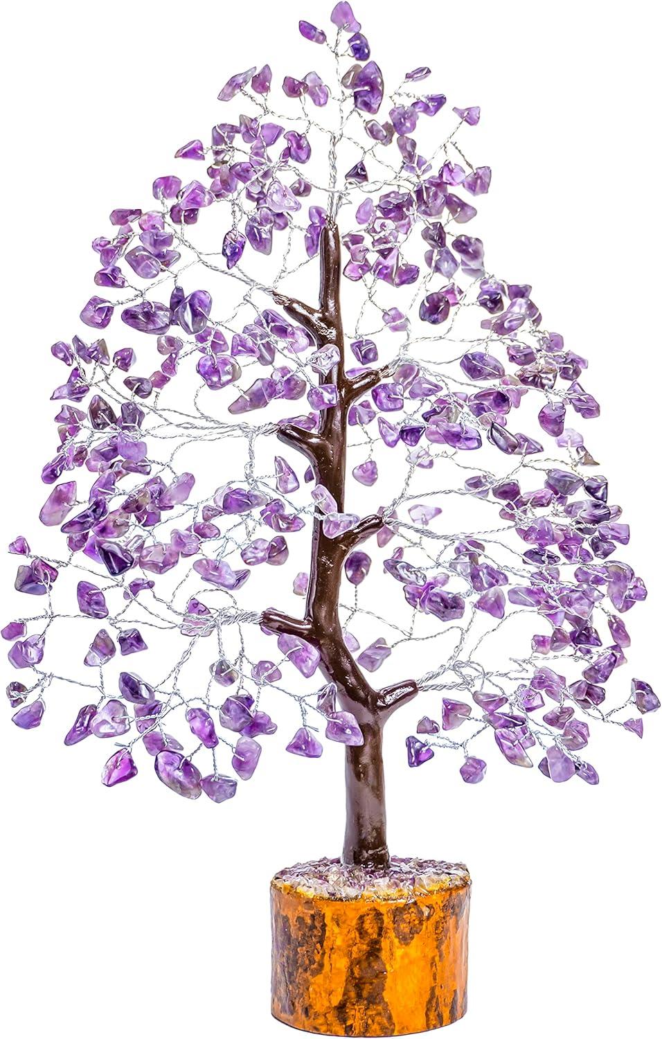 Amethyst Chakra Tree of Life - Crystal Tree for Positive Energy, Feng Shui Decor - Handmade Gemstone Tree, Good Luck Money Bonsai, Purple Healing Crystals, Meditation Stone, Spiritual Mystical Gift