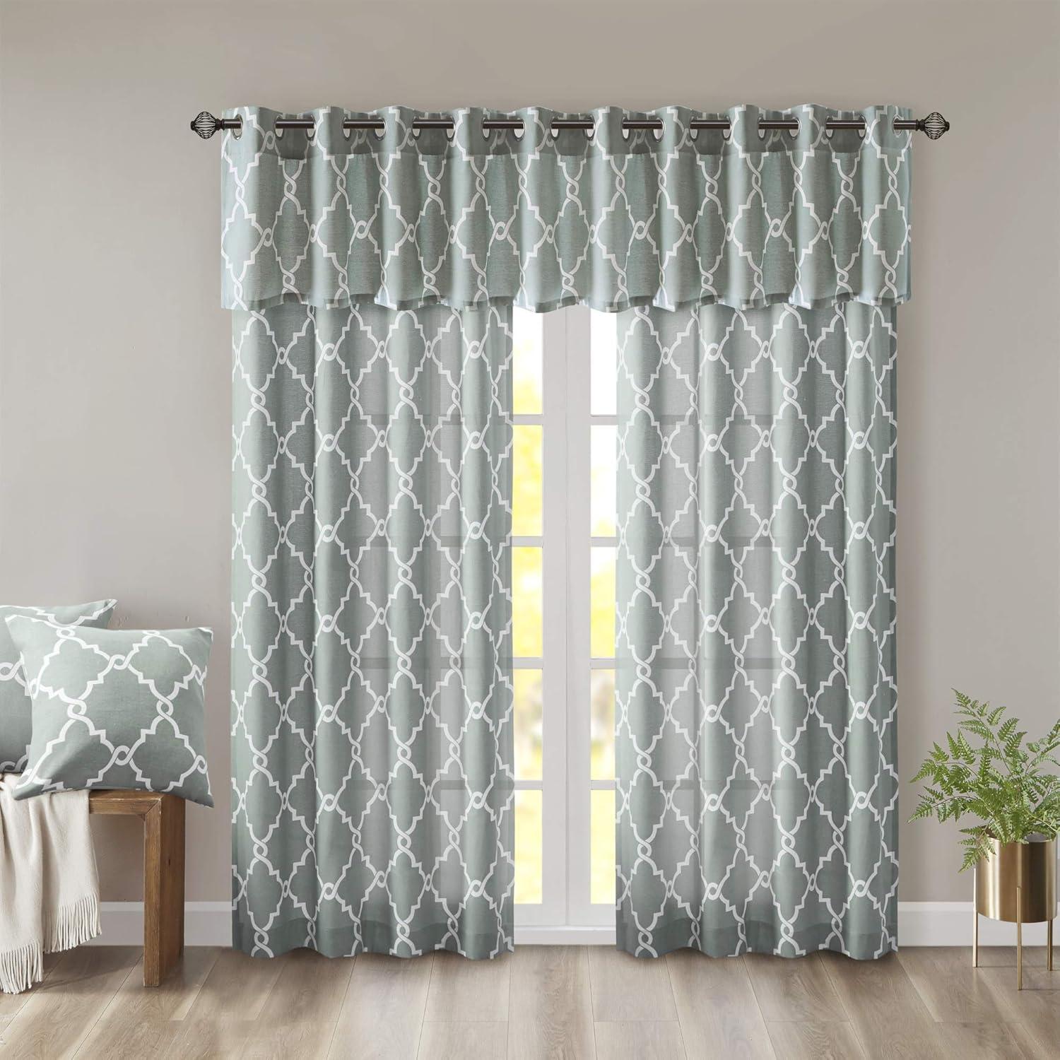 Fretwork Print Grommet Top Window Curtain Panel