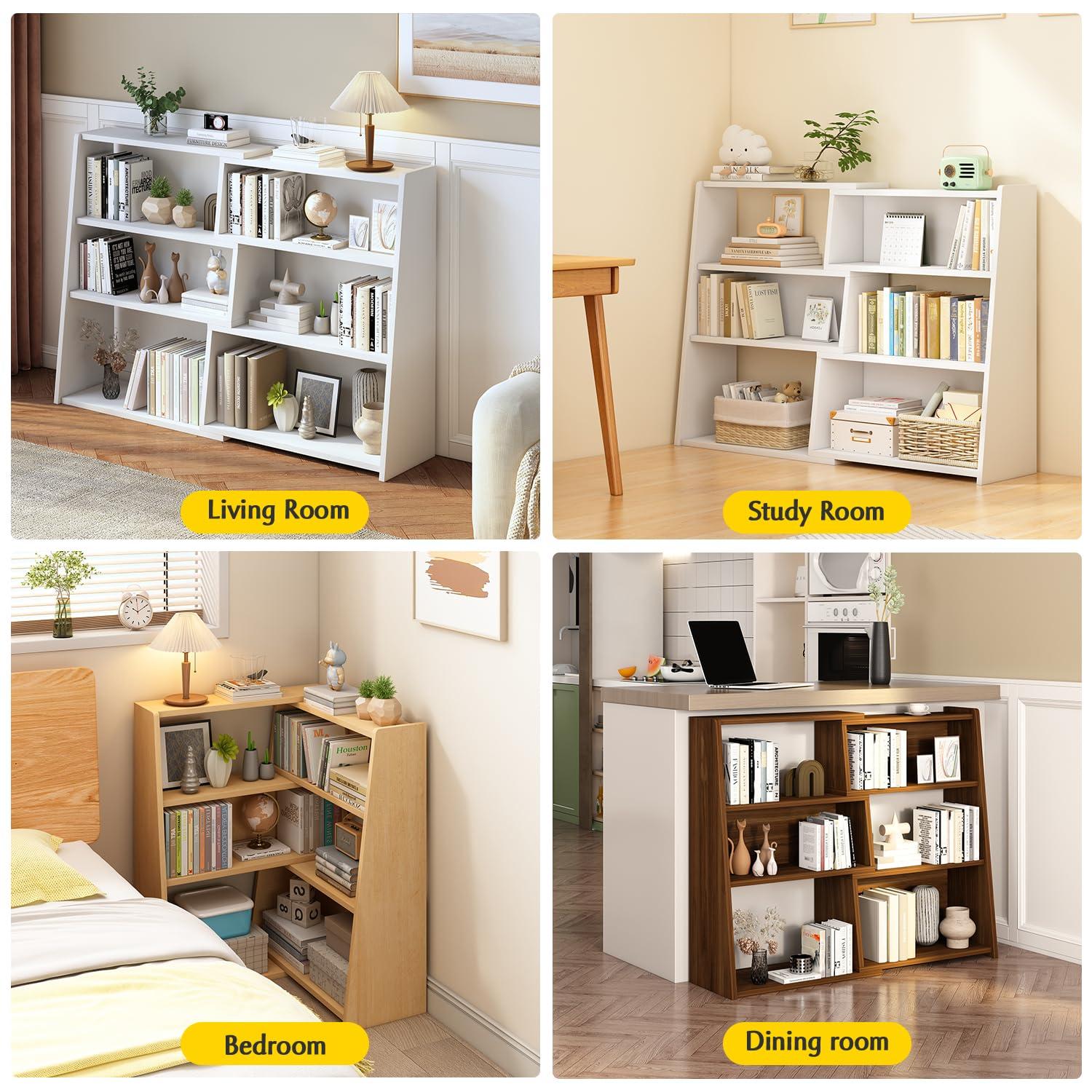 Latitude Run® Wooden Extendable Shelf Bookcase - 3-Tier Ladder Low Short Bookshelf For Small Space Or Corner