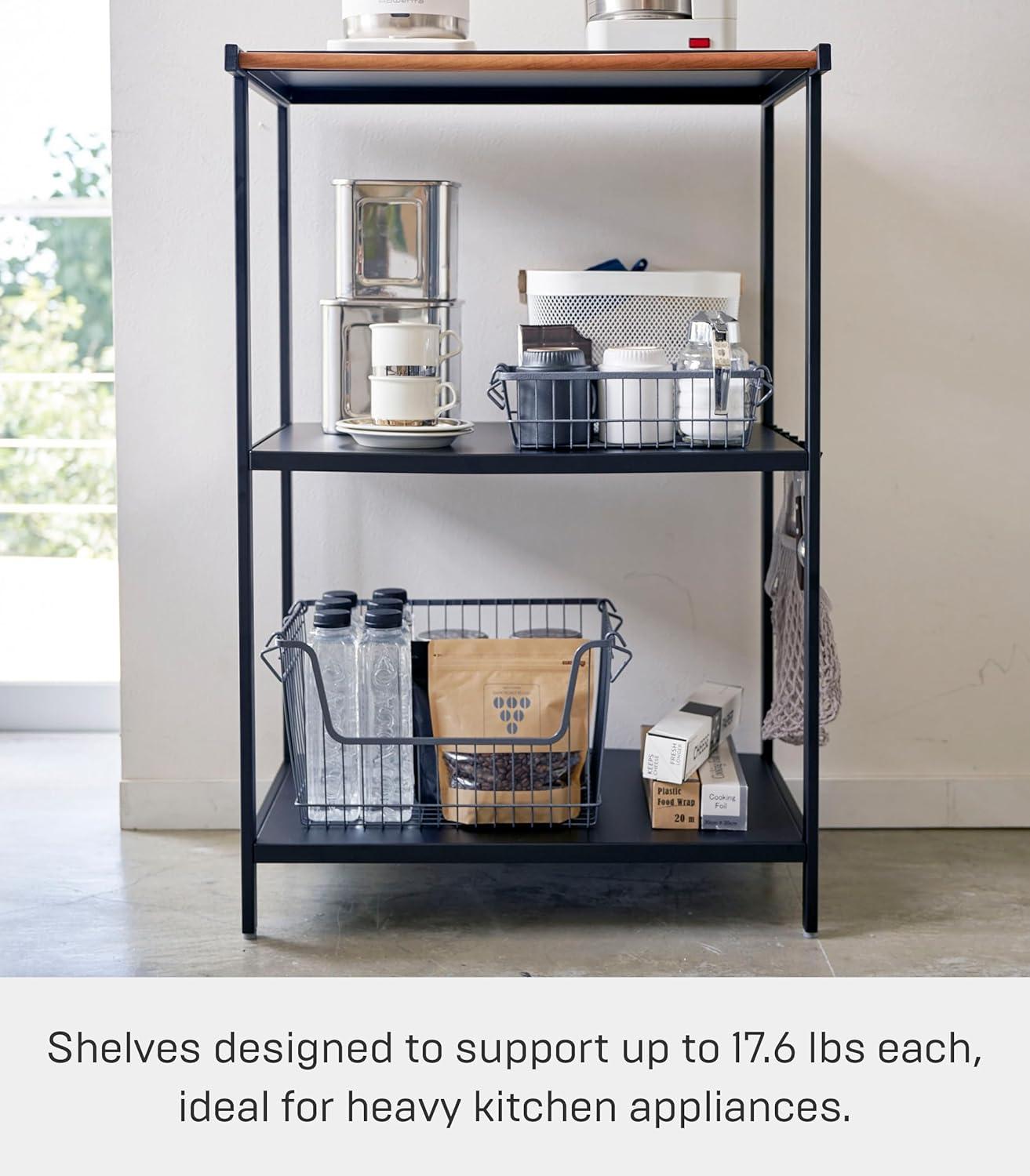 Yamazaki Home 3-Tiered Storage Rack - Kitchen Shelf Organizer, Short, Steel, Short