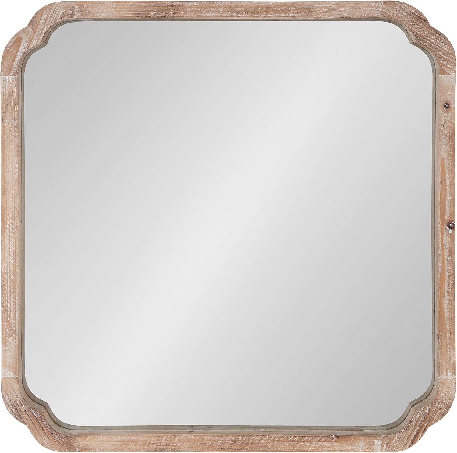 Kate & Laurel All Things Decor 24"x24" Marston Farmhouse Rectangle Wall Mirror Brown: No Assembly, Wood Frame, Wall Mount