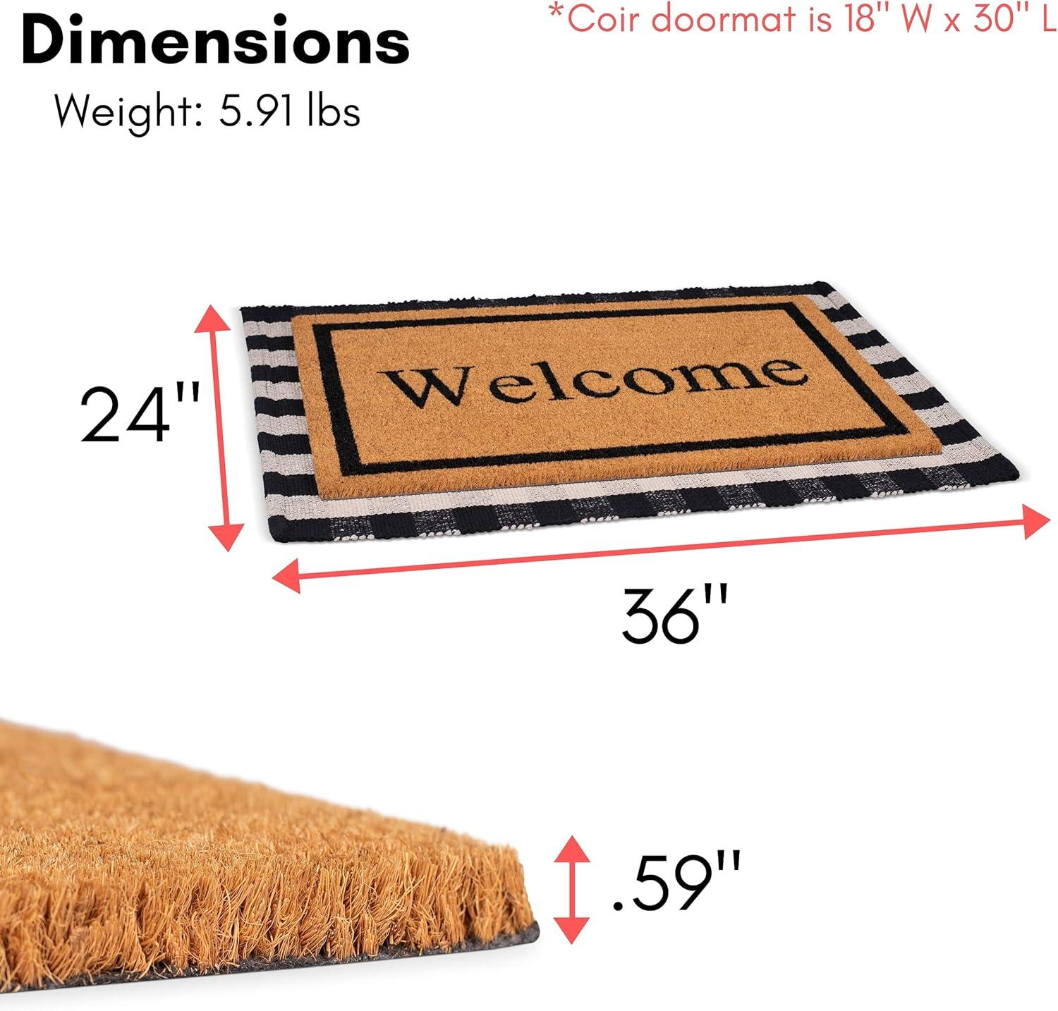 BirdRock  Home Layered Welcome Mat with Vinyl Backing for Door Entryway 24 x 36