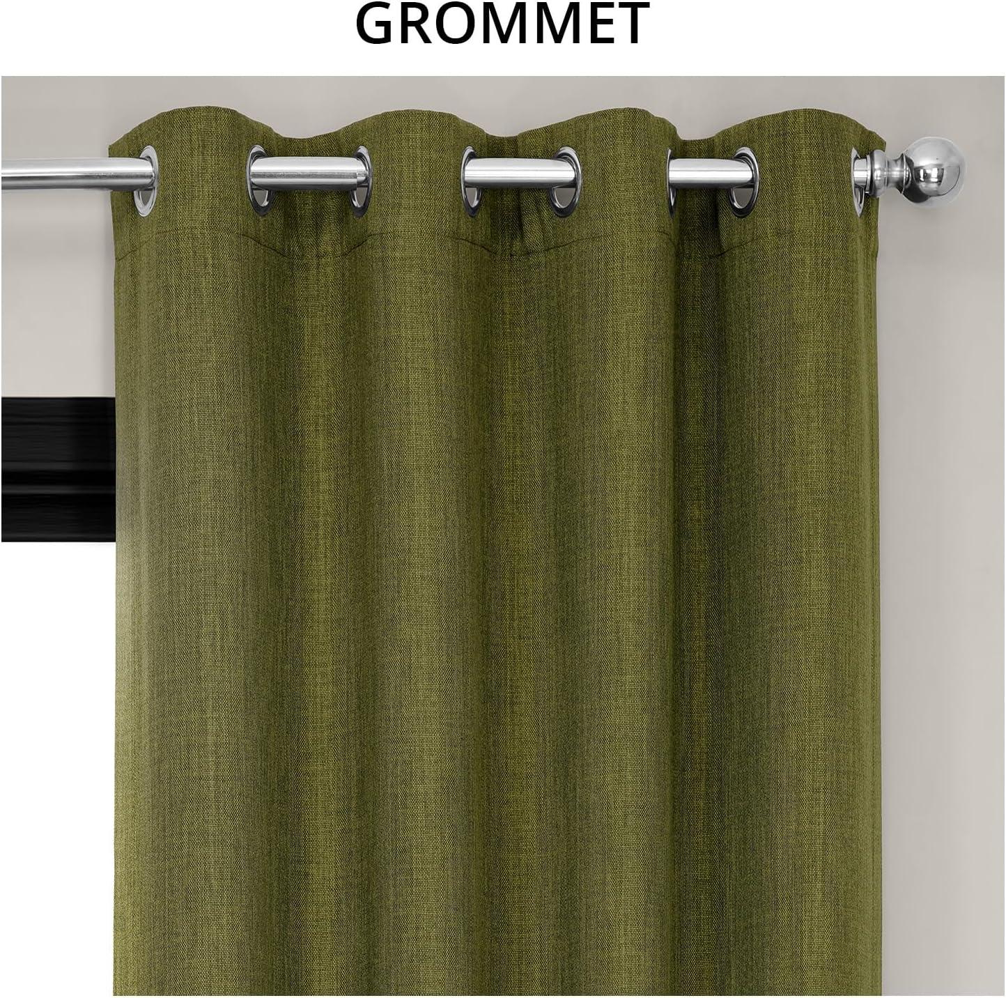 HPD Half Price Drapes Grommet Linen Curtains 84 Inches Long Room Darkening Curtains for Bedroom & Living Room (1 Panel), 50W x 84L, Tuscany Green