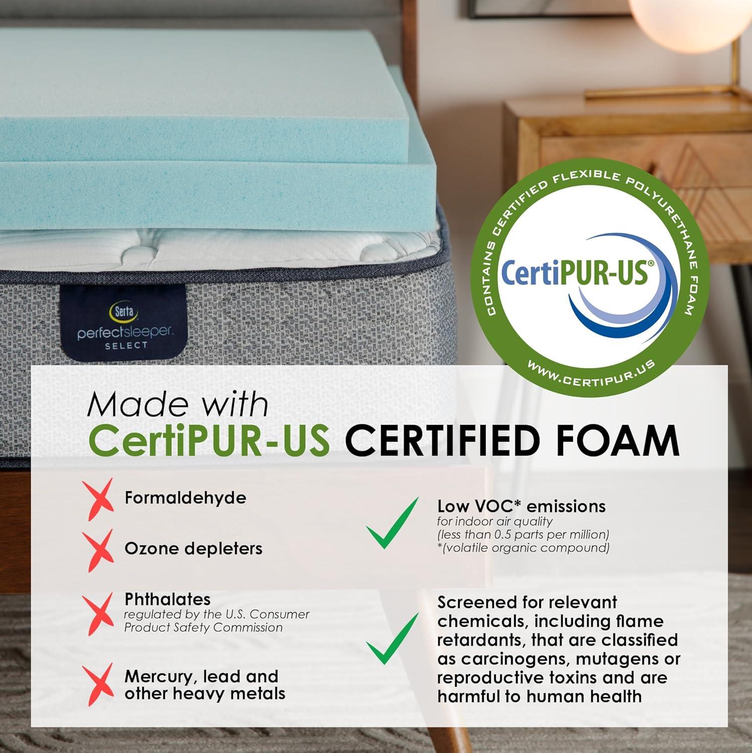 Serta Serta Cooling ThermaGel Memory Foam Mattress Topper, 3 Inch