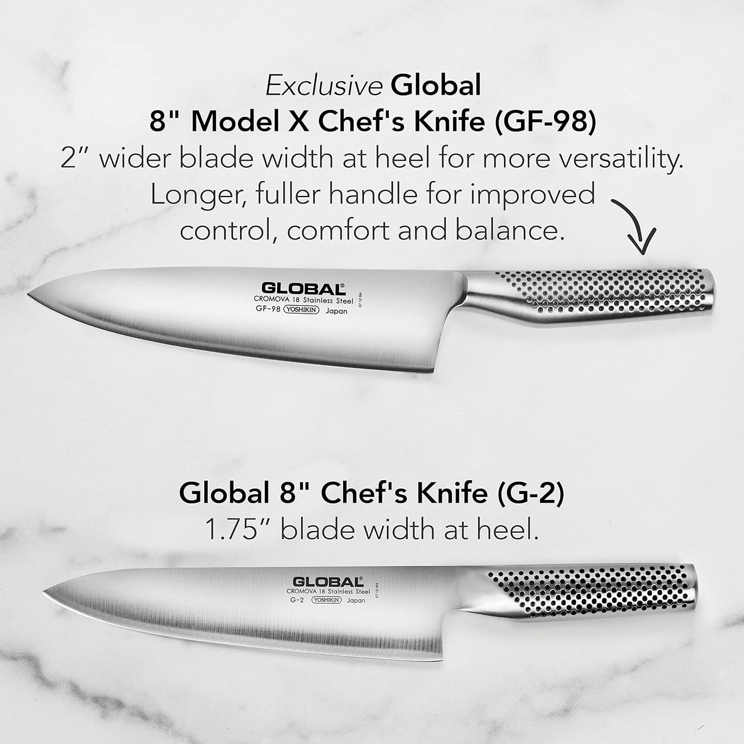 Global 8" Stainless Steel Chef's Knife with Ergonomic Handle