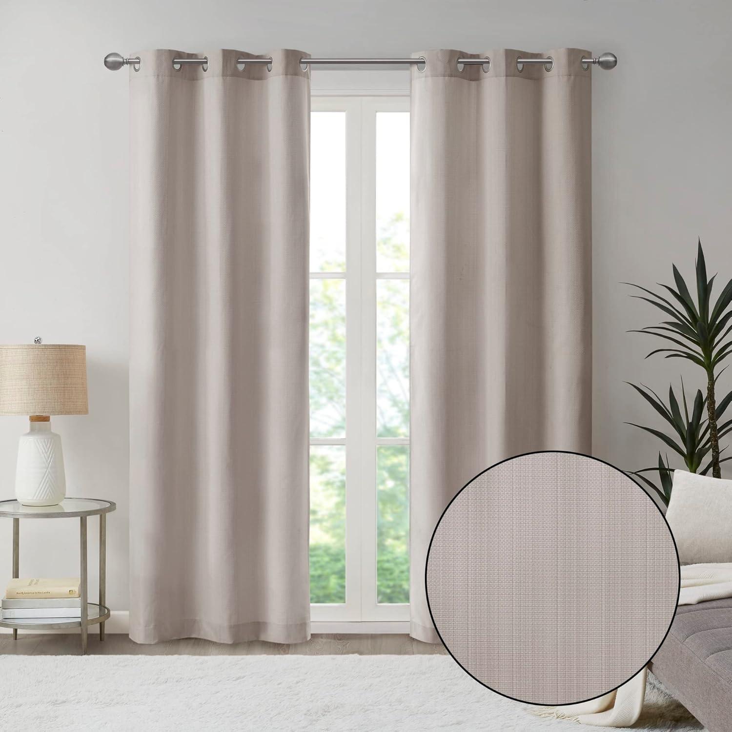 Galen Basketweave Room Darkening Curtain Panel Pair