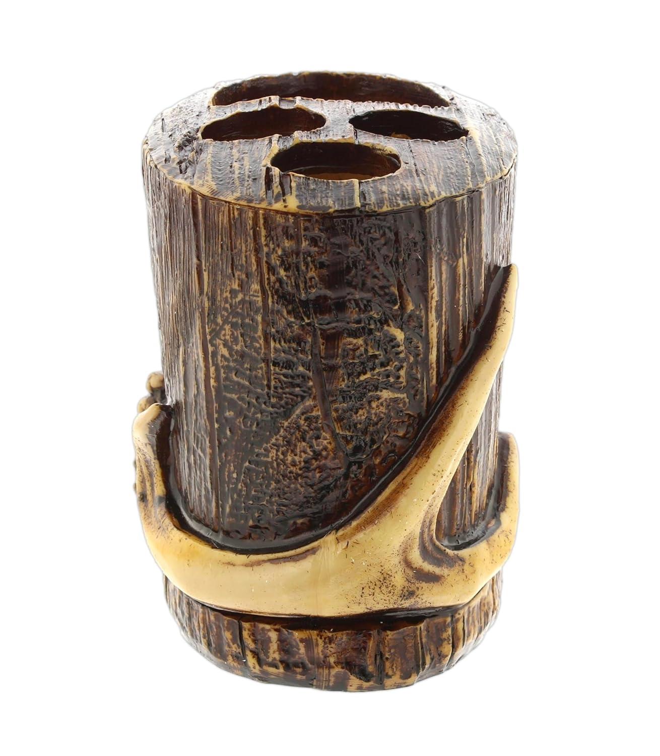 Paseo Road by HiEnd Accents Brown Resin Antler Rustic Cabin Lodge Toothbrush Holder