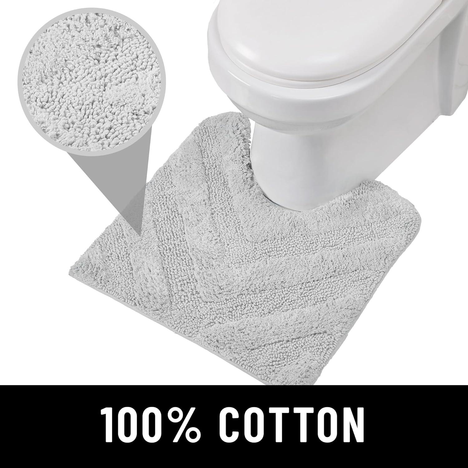 Better Trends Hugo 100% Cotton Tufted Non-Slip Backing Bath Rug 20" x 20" Contour - White