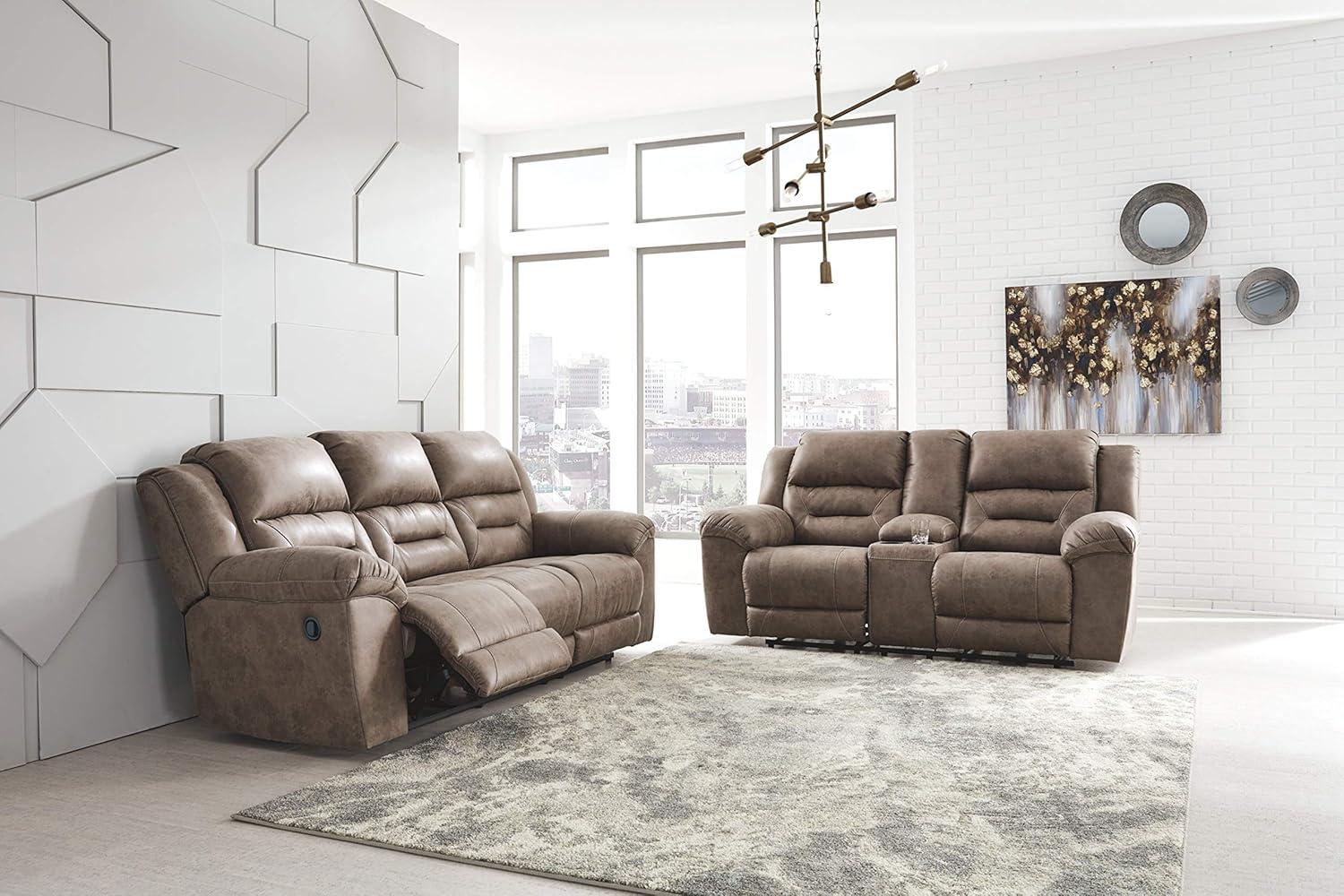 Signature Design by Ashley Stoneland Reclining Sofa in Light Brown