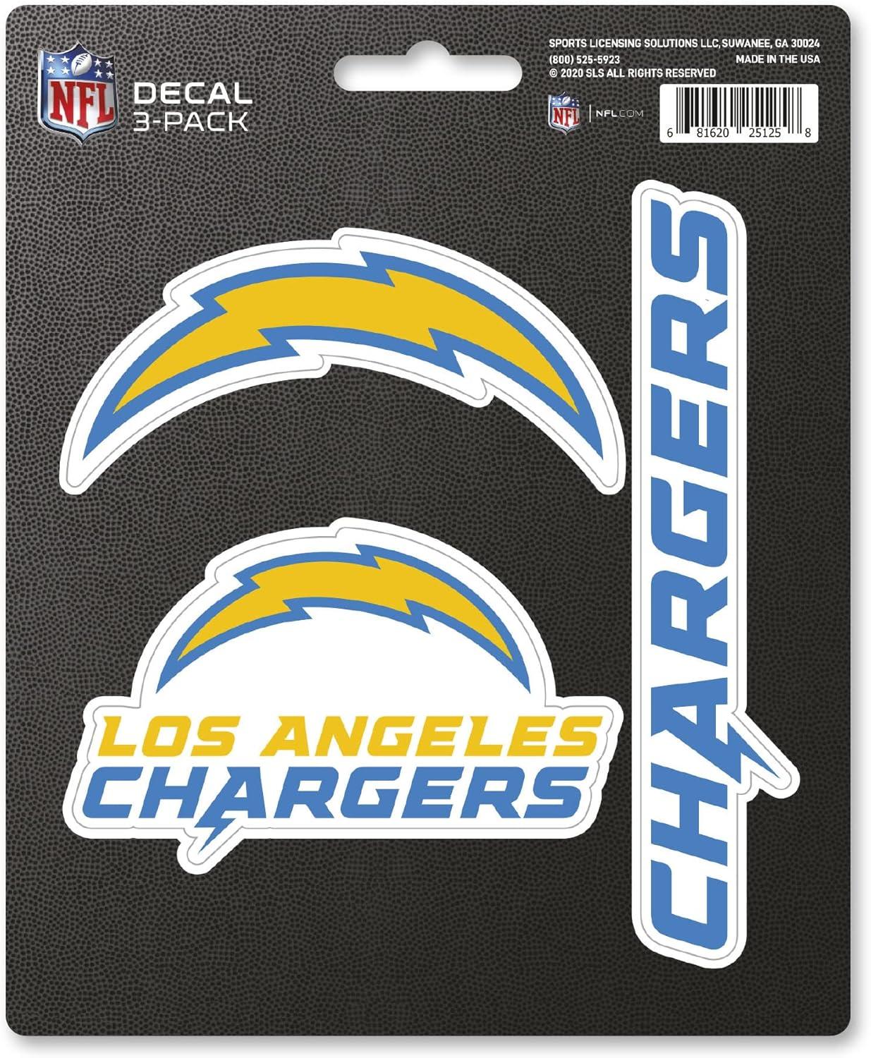 Los Angeles Chargers Clear Vinyl 3-Pack Decal Set