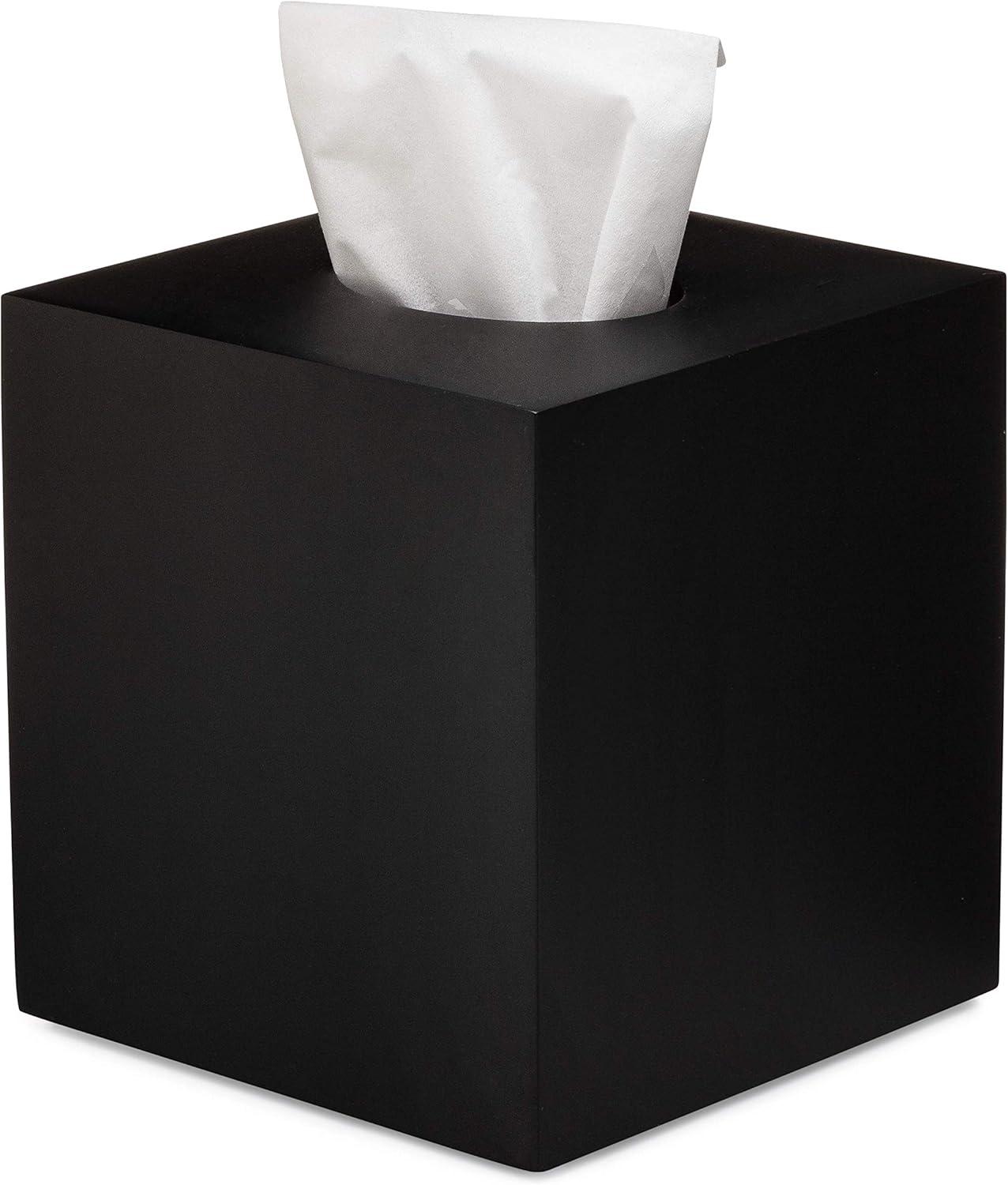 Essentra Home Matte Black Square Tissue Box Cover - Essentra Home - Matte Black Collection