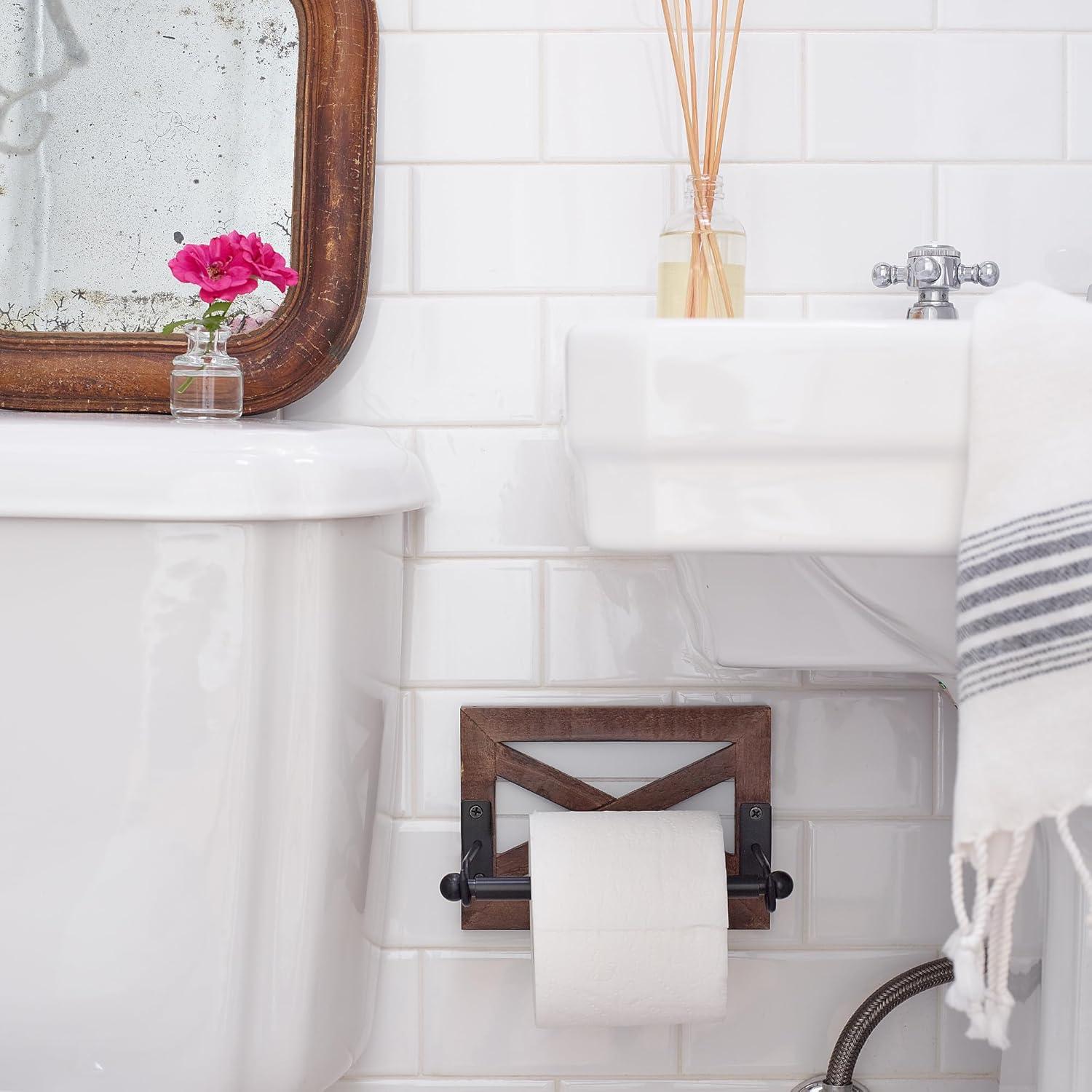Wall Mount Farmhouse Toilet Paper Holder - Shiplap Accent