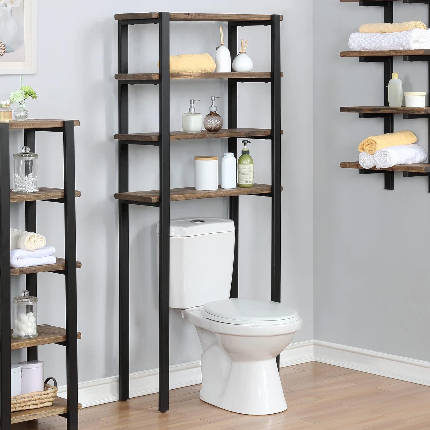 Pomona Over The Toilet 4-Shelf Bath Storage - Alaterre Furniture: Space-Saving, Metal Frame, Universal Organizer