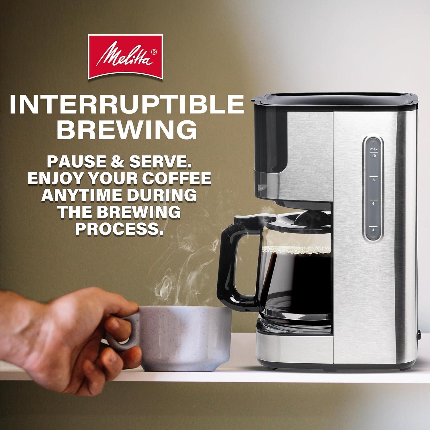 Melitta Aroma Tocco 10-cup Drip Coffee Maker With Glass Carafe And Touch Control Display