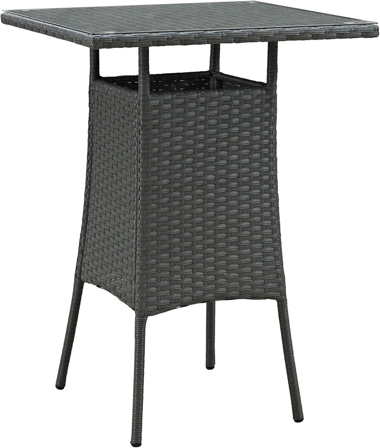 Modway Sojourn Small Aluminum and Rattan Patio Bar Table in Chocolate