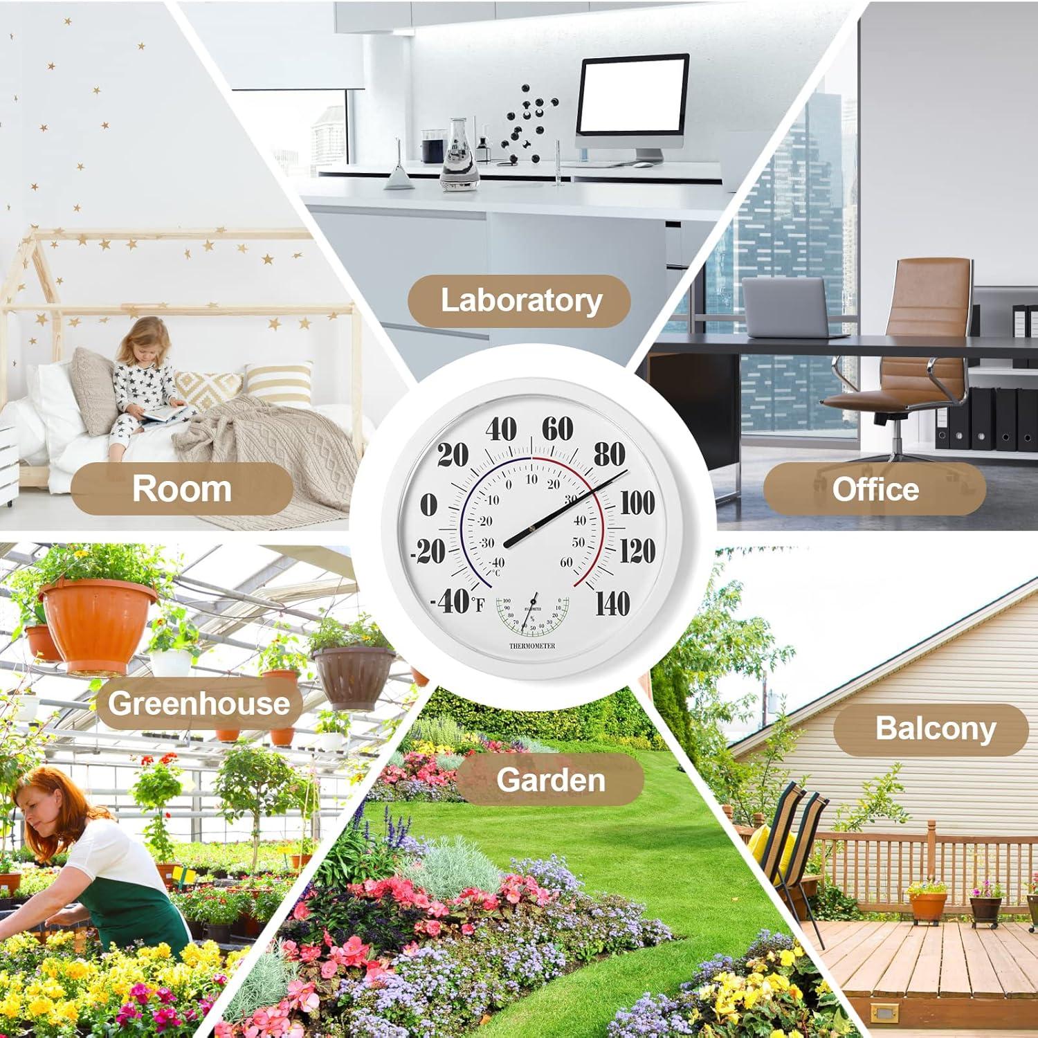 Uanit Indoor Outdoor Thermometer Large Numbers Wall Thermometer Hygrometer Waterproof Does not Require Battery Wireless Hanging Hygrometer Garden Decoration