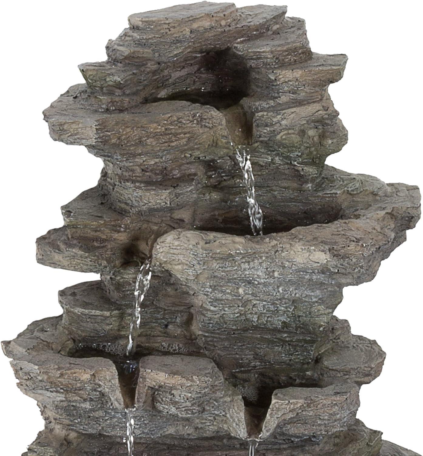 Pure Garden Tabletop Electric Waterfall Fountain, Gray