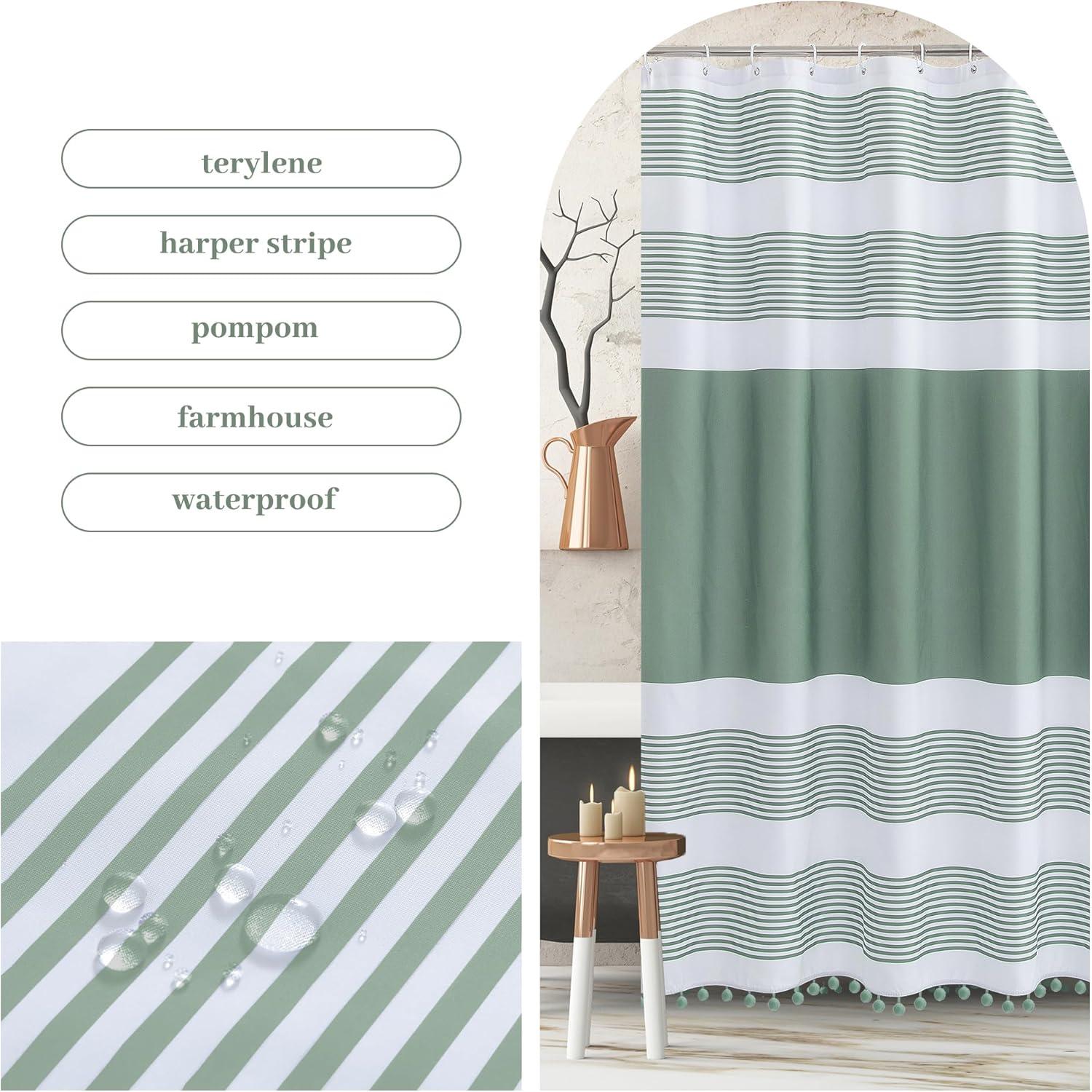 Broddrick Striped Shower Curtain with Hooks Included