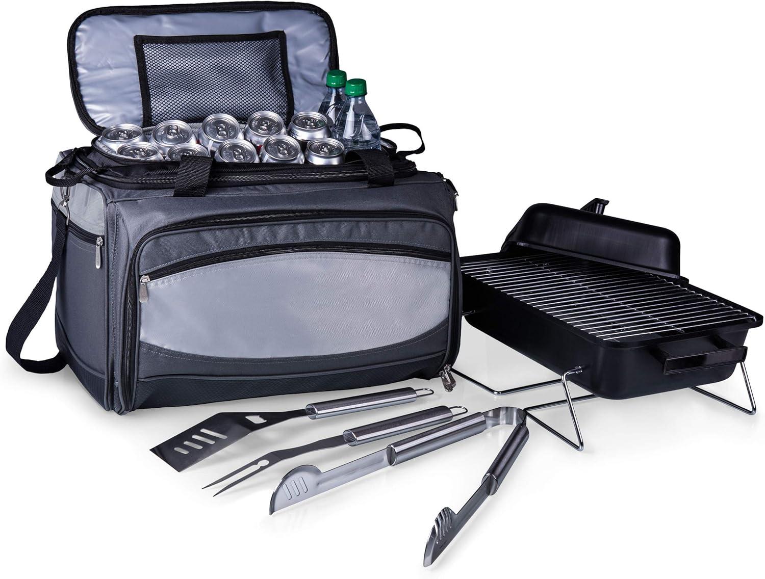 Arlmont & Co. Buccaneer Portable Charcoal Grill & Cooler Tote, Take Anywhere BBQ Grill with BBQ Accessories and Cooler Bag, Barbecues Grill for Outdoor Cooking