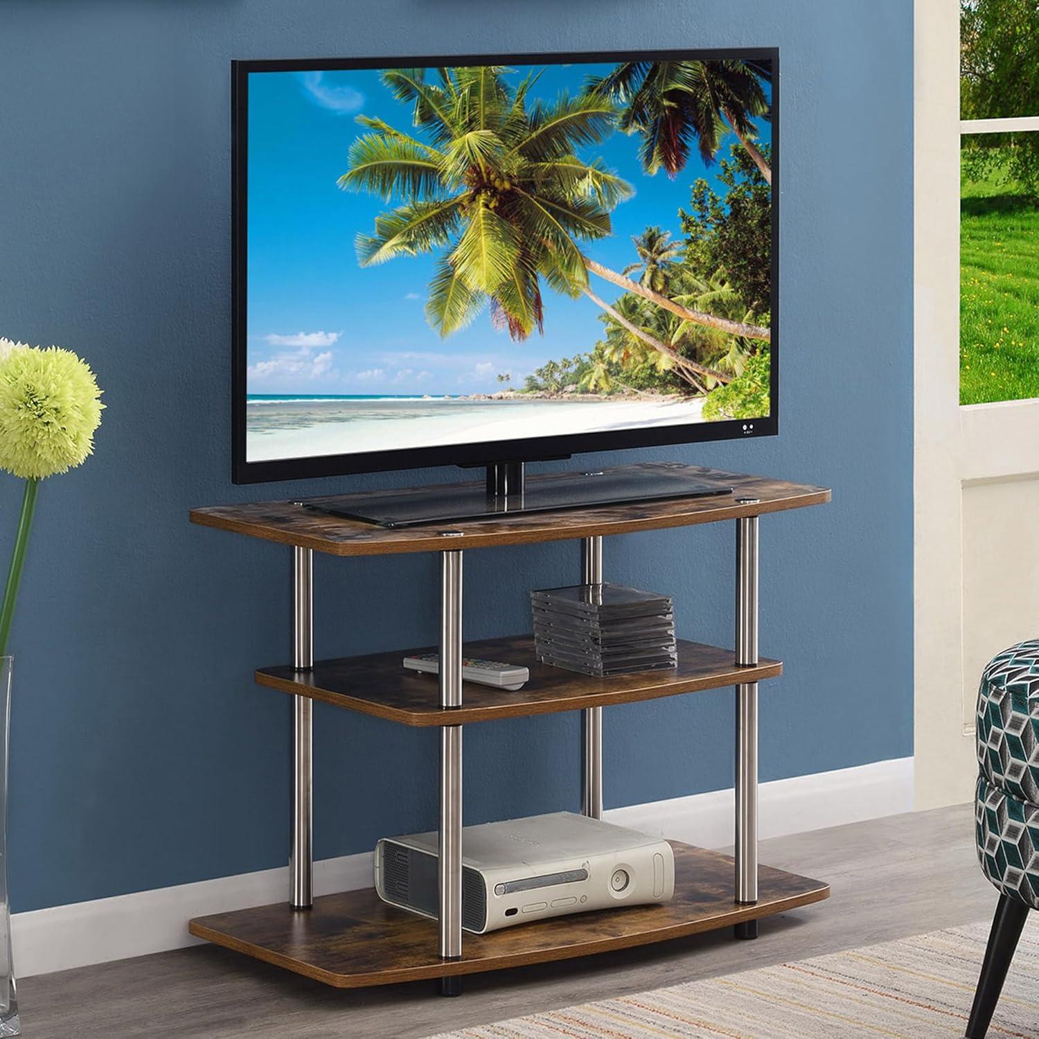 Convenience Concepts Designs2Go No Tools 3 Tier TV Stand, Barnwood