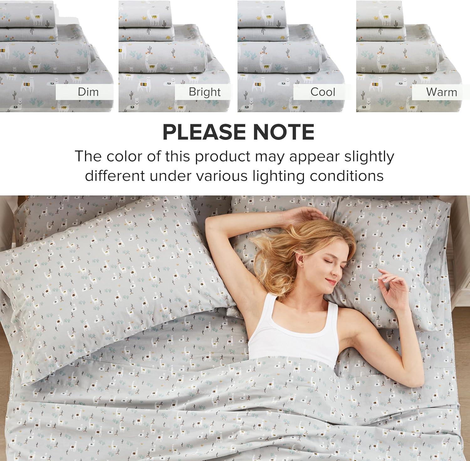 Comfort Spaces 100% Cotton Twin Sheet Set 3-Pieces Gray Lama Lightweight Breathable All Season Cozy Sheet Set