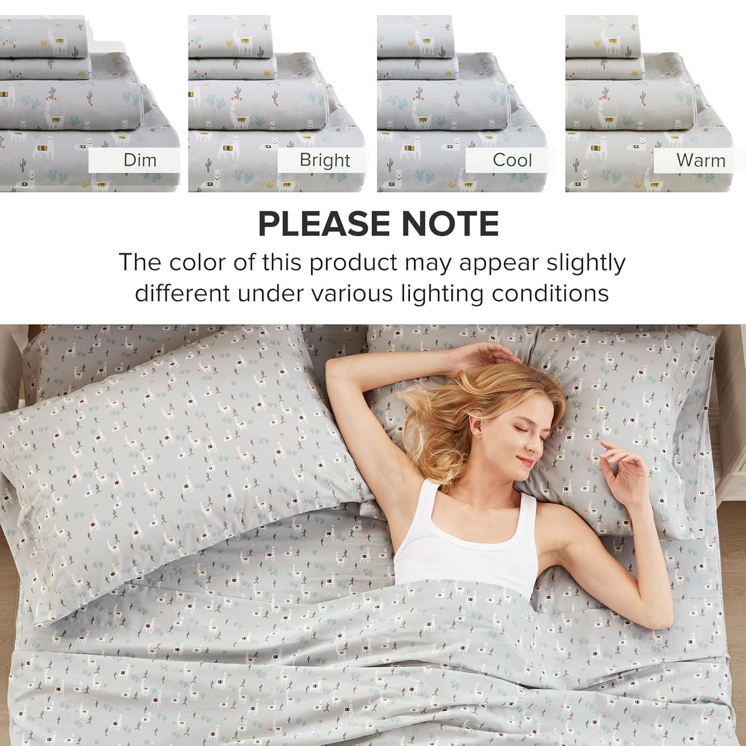 Comfort Spaces 100% Cotton Twin Sheet Set 3-Pieces Gray Lama Lightweight Breathable All Season Cozy Sheet Set