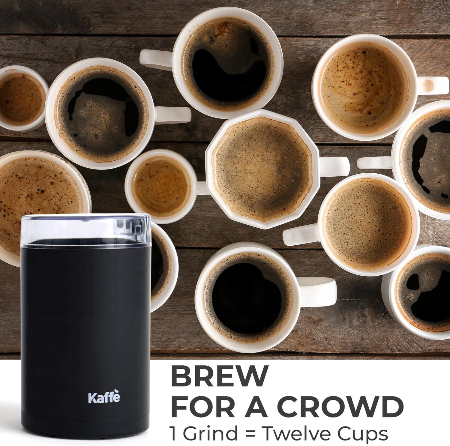 Kaffe Coffee Grinder Electric (3.5oz/14 Cup) , Best Coffee Grinders Reduced Price w Free Cleaning Brush, Matte Black