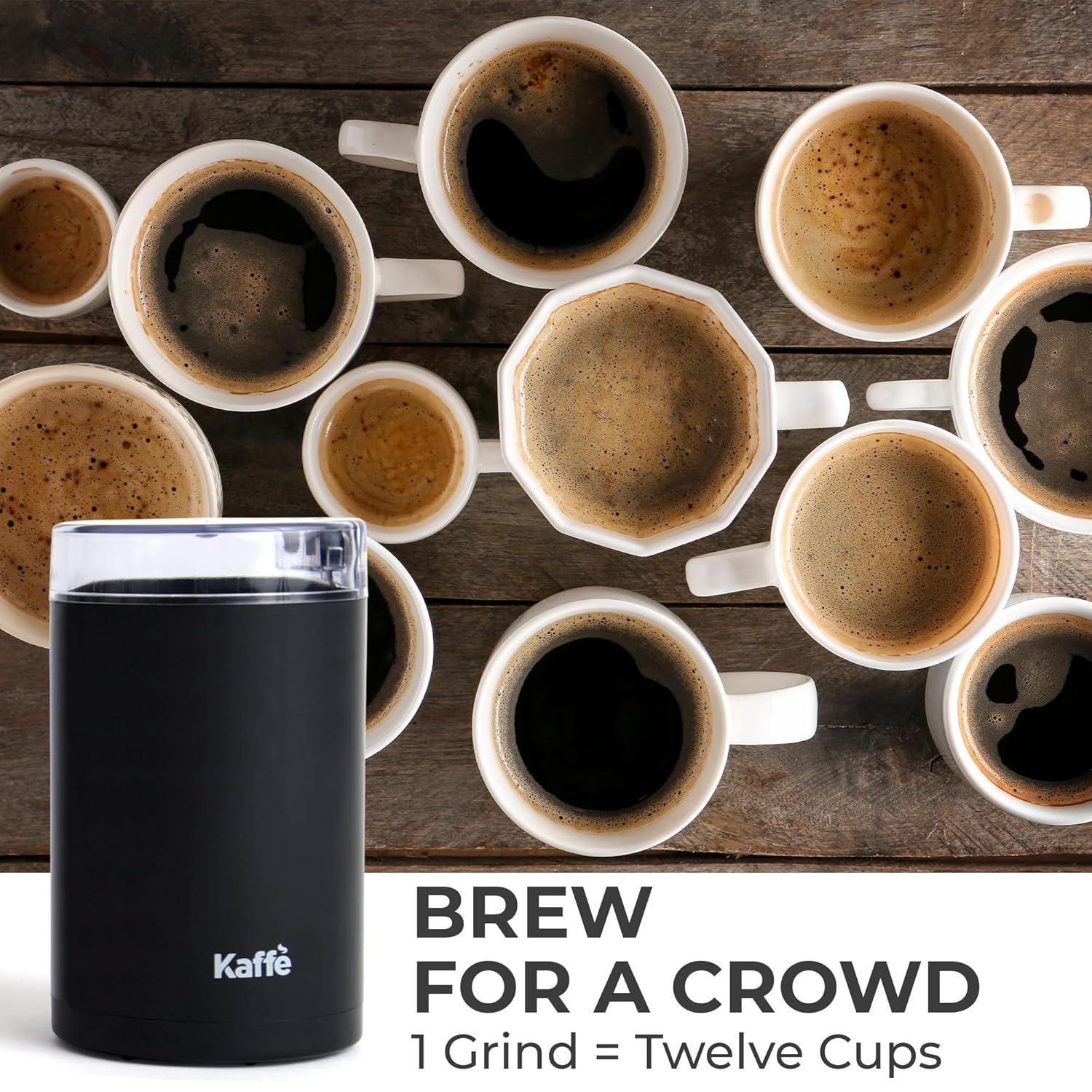 Kaffe Coffee Grinder Electric (3.5oz/14 Cup) , Best Coffee Grinders Reduced Price w Free Cleaning Brush, Matte Black