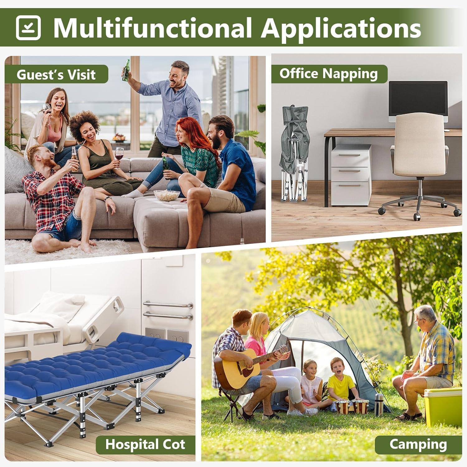 Suteck Folding Camping Cot Portable Outdoor Heavy Duty Sleeping Cot with Mattress and Carry Bag