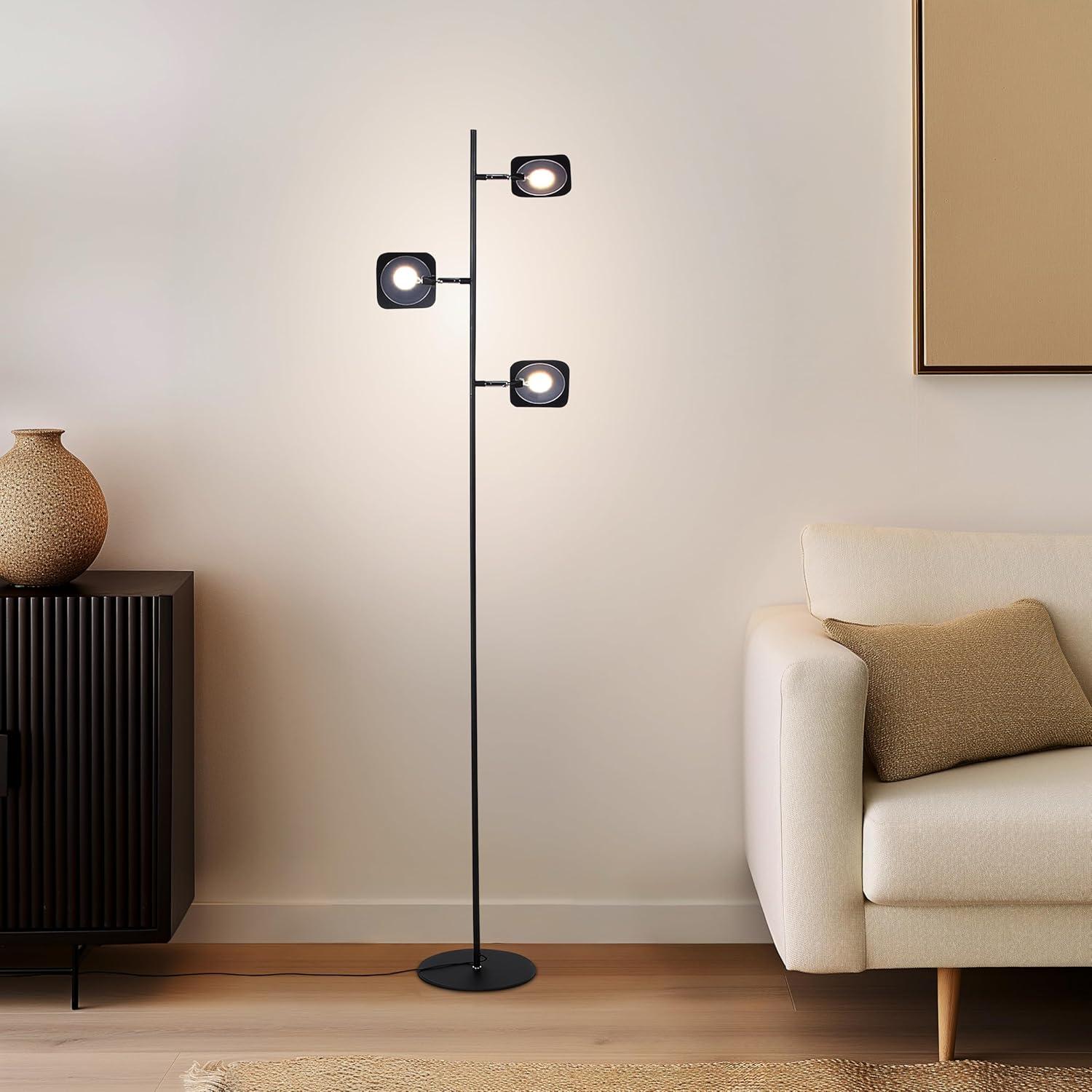 Brightech Tree Industrial LED 3-Way Dimming Floor Lamp with 3 Adjustable Spot Lights