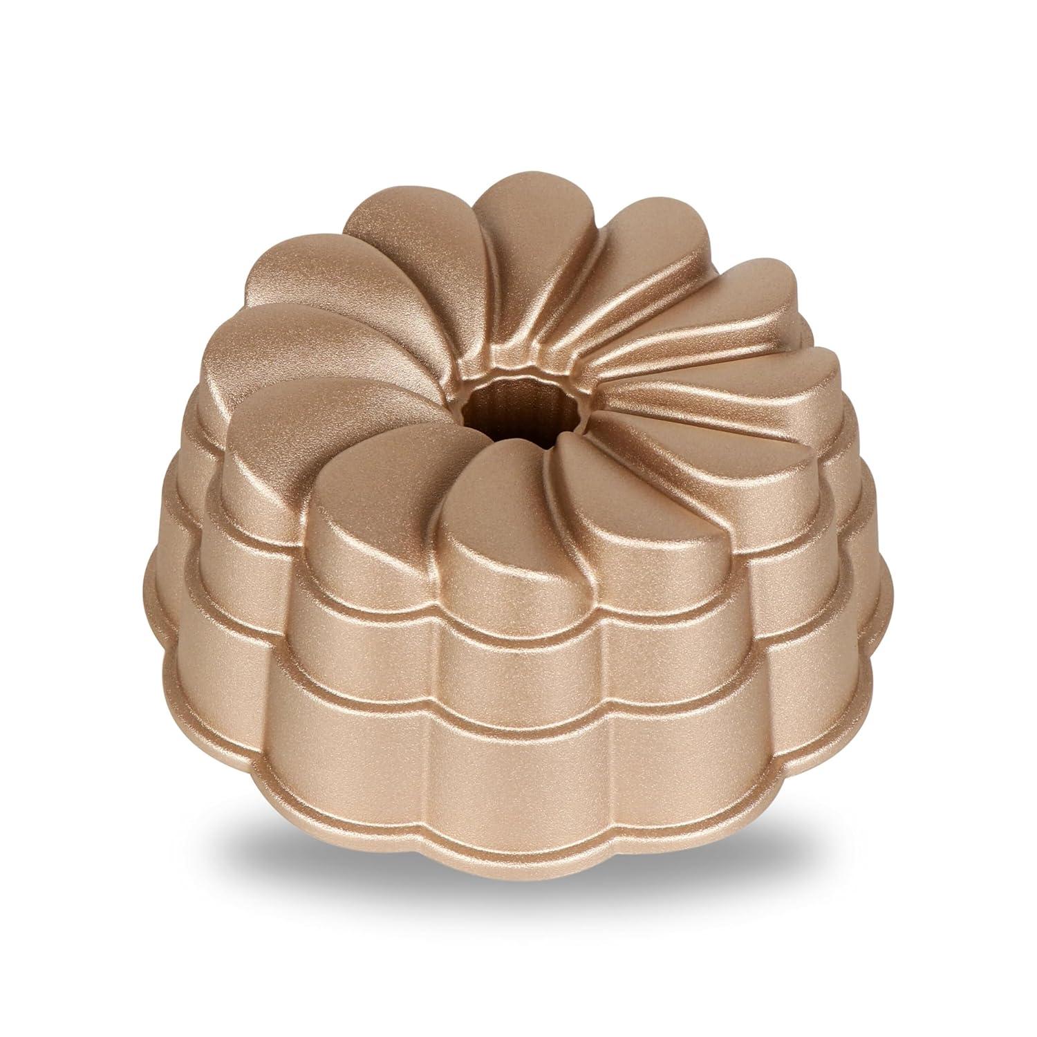 Baker's Secret Fluted Cake Pan, Cast Aluminum 2 Layers Nonstick Coating (Petal)